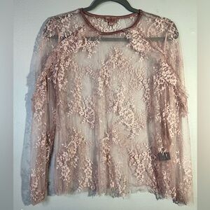 POL Lace Women’s Top in Pink Rose